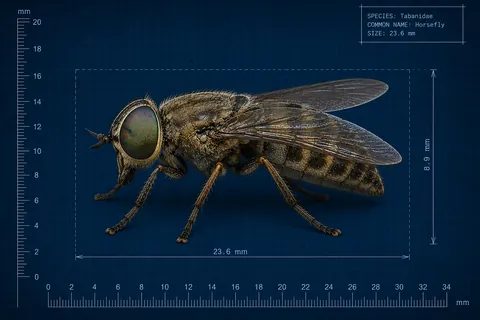 Blueprint specimen drawing of a horsefly