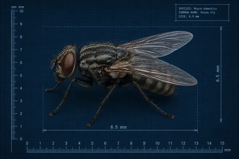 Blueprint specimen drawing of a house fly