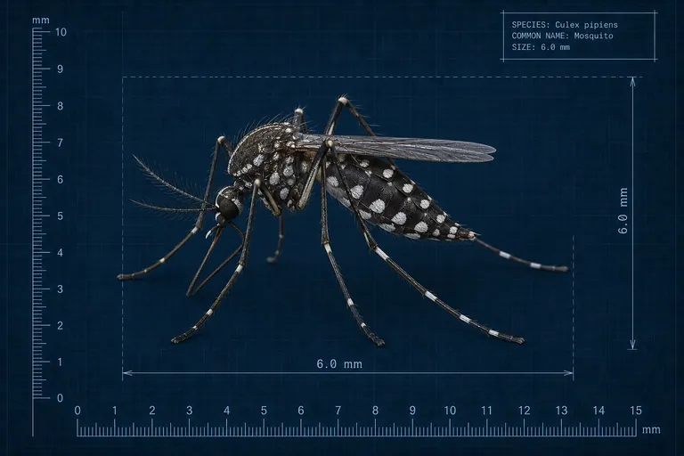 Blueprint specimen drawing of a mosquito
